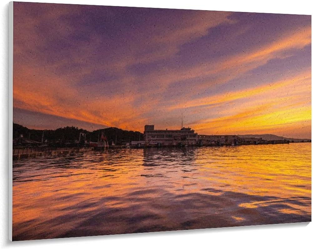 油絵 絵画 【朝焼けと日没】